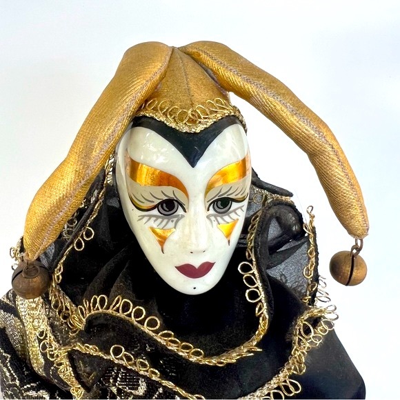 1980s Harlequin Pierrot Porcelain Doll with Stand 
House of Global Art Victoria - Picture 3 of 16